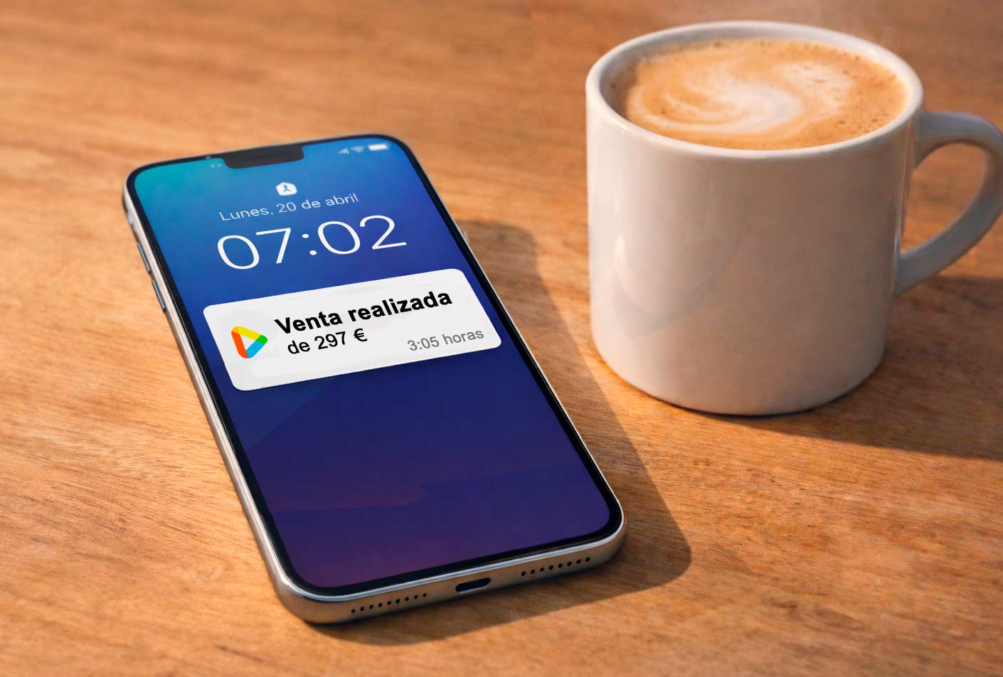 Venta realizada de 297€ — notificación en el móvil